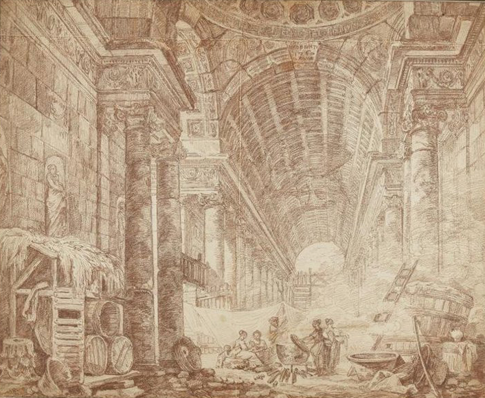 Google Images -painting by Hubert Robert titled Women doing laundry (1785-1790).