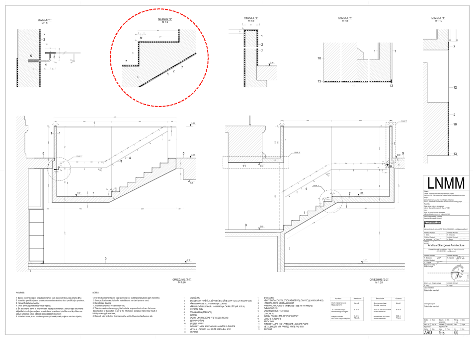 Image 15: Construction details of stairs (courtesy of Processoffice). Indication in red by author to explain image 16.