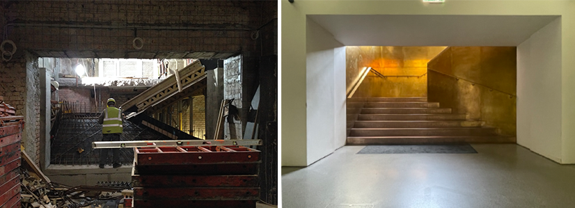 Image 18: View of the staircase under construction from the ground floor (courtesy of Processoffice). Right photograph (author’s collection)