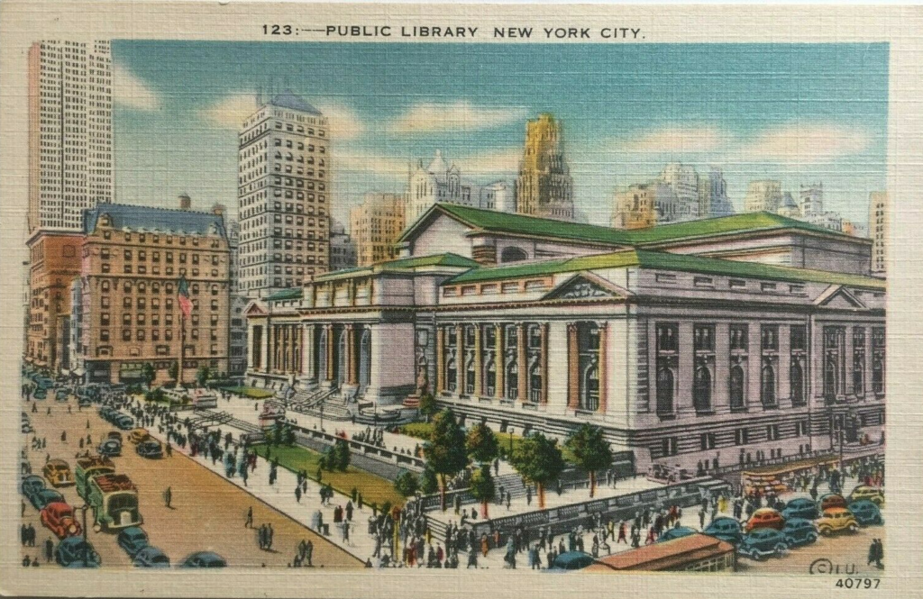 another view of the NYC public library as part of my Vintage New York Postcards