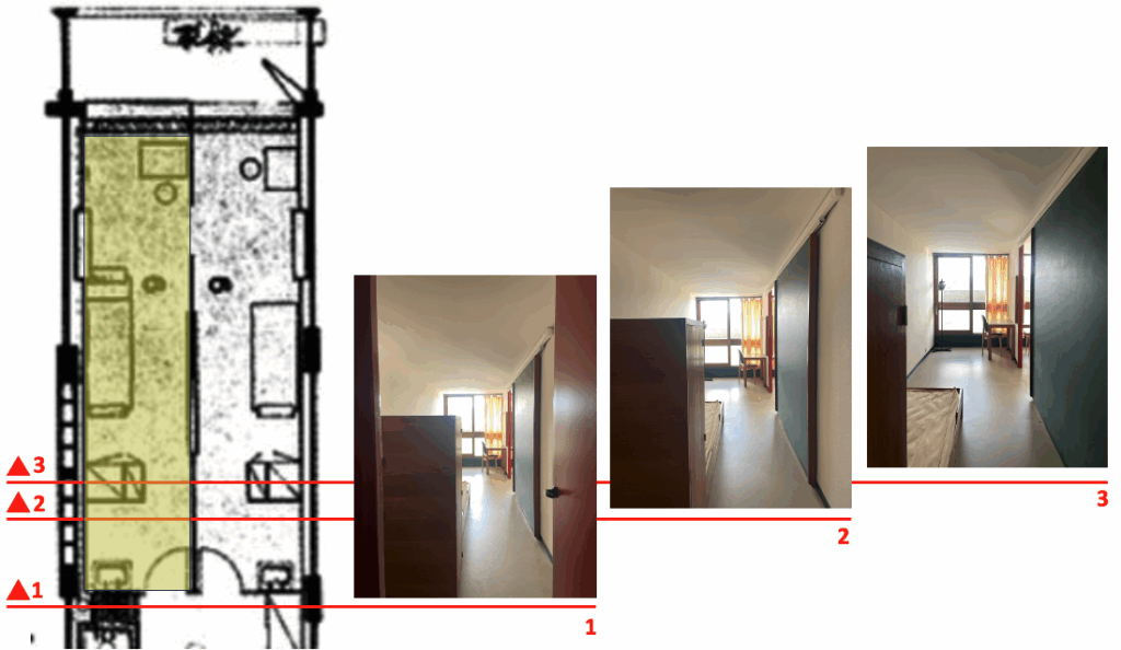 Cinematographic traveling in architecture 1, 2, and 3 (author’s collection)