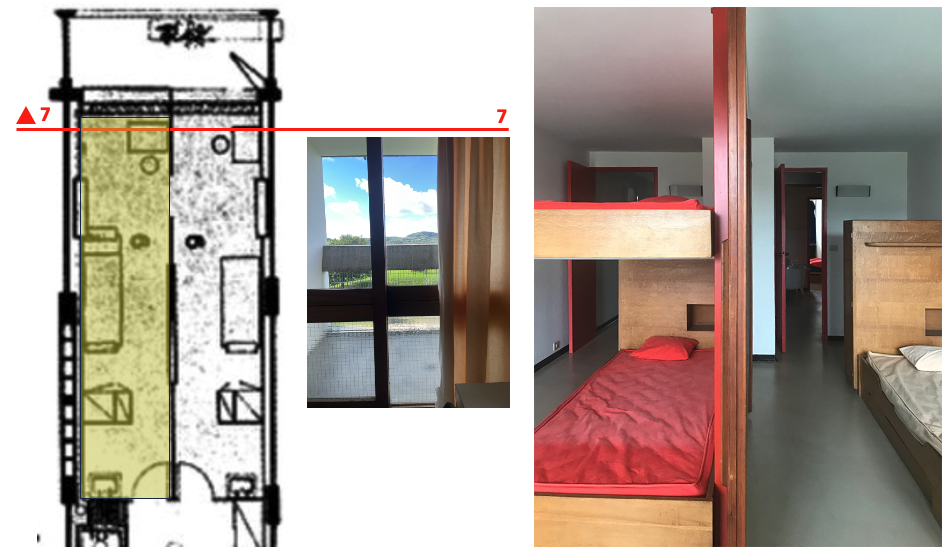 Cinematographic traveling in architecture 7, and view back towards bedrooms (author’s collection)