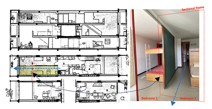 Google Images -Section and plans of a typical unite at the Unite d’Habitation in Firminy, France, with photograph of conceptual one of the sectional frame (author’s collection)