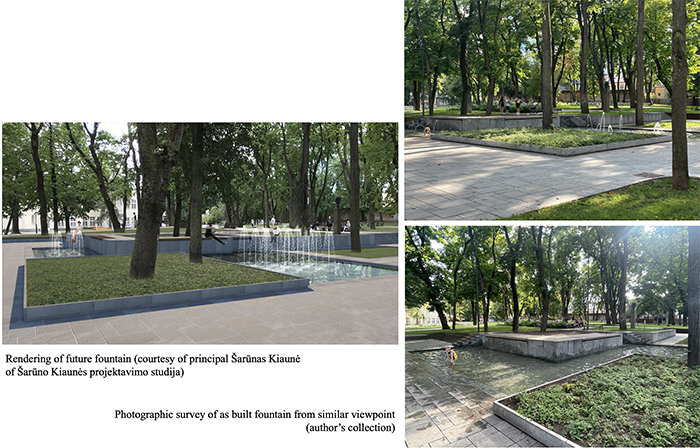 Rendering and as-built fountain