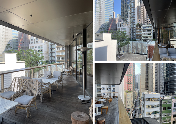 East and north facing terraces overlooking the Prison Yard, and adjacent skyscrapers down Staunton Street (author’s collection)