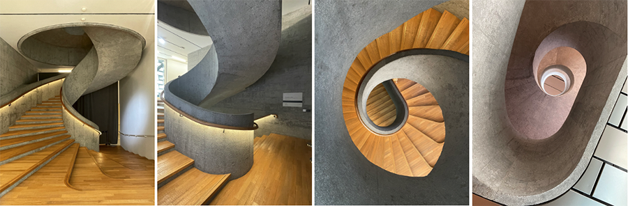 Photographs of circular stair leading to Between Coffee (author’s collection).