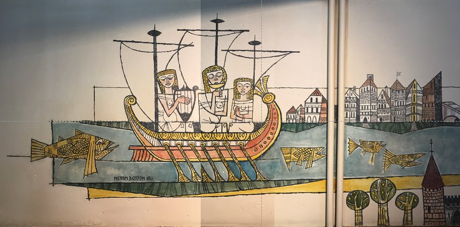 close up of the left hand scene François Villon’s poem titled Ballade des dames du temps jadis (author’s collection)