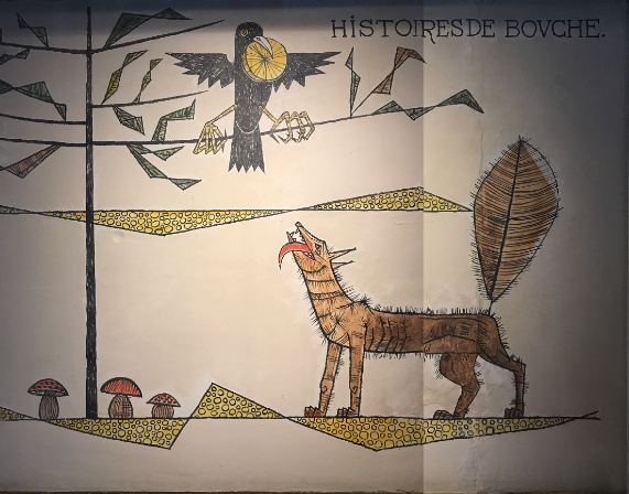  scene depicting the fable The Crow and the fox by Jean de La Fontaine (author’s collection)