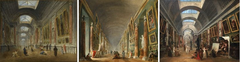 Google Images -three painting by Hubert Robert titled Project for the Grande Galerie of the Louvre