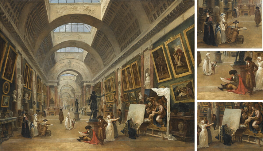 Painting by Hubert Robert titled Project for the Grande Galerie of the Louvre (1796)(author’s collection)