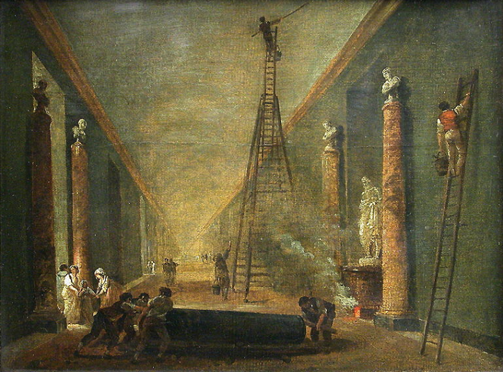 Google Images -painting by Hubert Robert titled La Grande Gallerie du Louvre en cours de restauration (1798-1799).