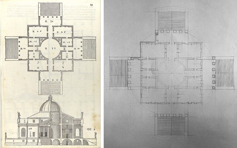 Google Images -Villa Rotonda by Andrea Palladio, and plan in progress, 1980 (author’s collection).