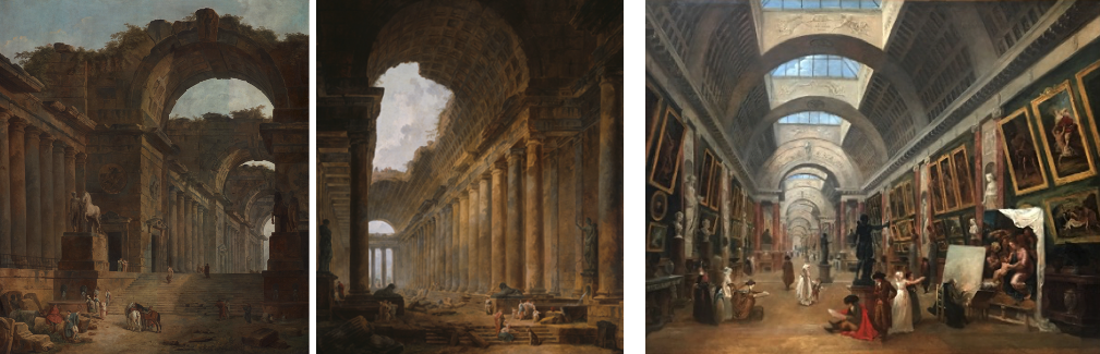 Google Images: -Les Fontaines and Le Vieux Temples, and the Grande Gallerie by Hubert Robert