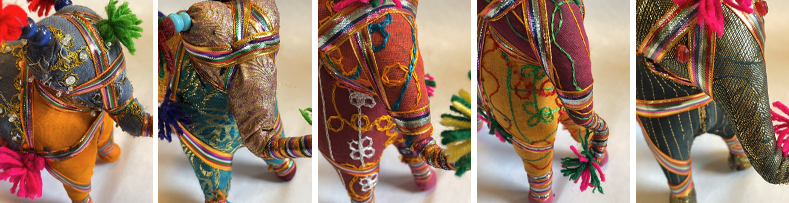 stuffed elephant. Details of the trunks (author’s collection) Rajasthani handmade stuffed animals