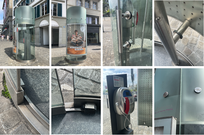  Photograph of a public cylindrical phone booth in Zürich, Switzerland (author’s collection)