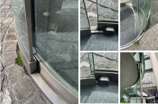  photographs of sliding door system at the bottom and top (author’s collection)
