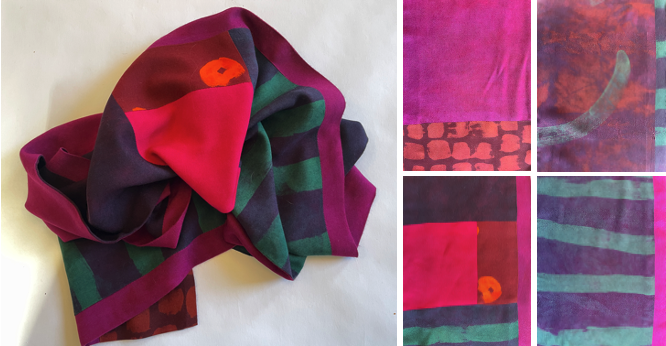 Selected detail patterns of scarf 3 by Carmen Grier. Scarf measures (author’s collection)