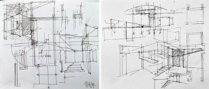 Image 2: Sketches for the Haydon residence and addition (1988) (author’s collection)