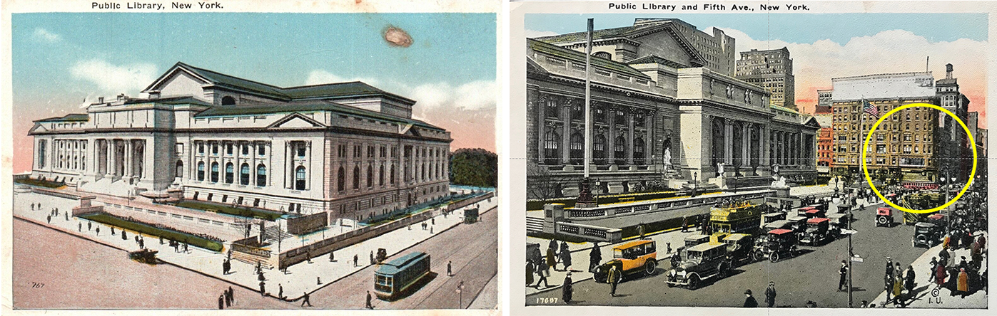 Vintage New York Postcards featuring the Public Library in NYC