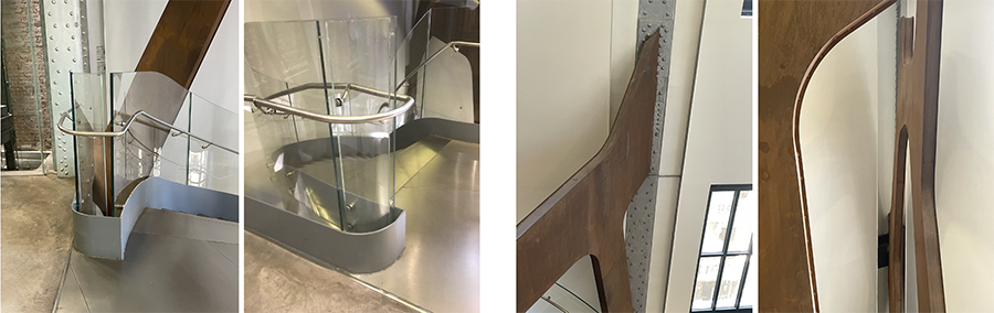 detail photographs of baluster and frames intersecting with existing walls (author’s collection)