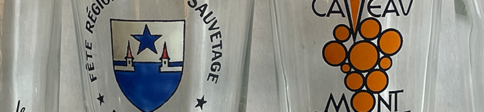 Instagram detail of logos on Swiss white wine glasses