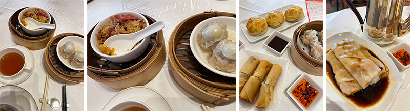 Section of dim sum platters tasted at Maxim's restaurant.
